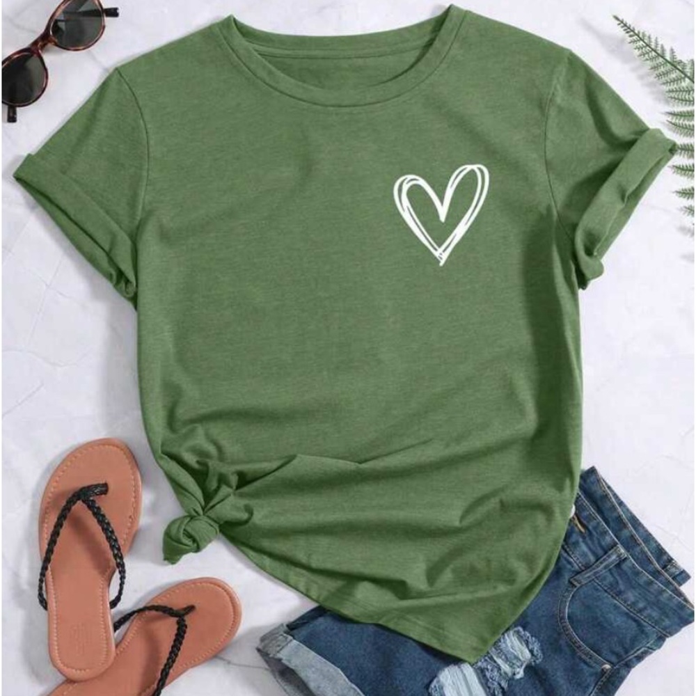 Imperfect Heart Tee in Green